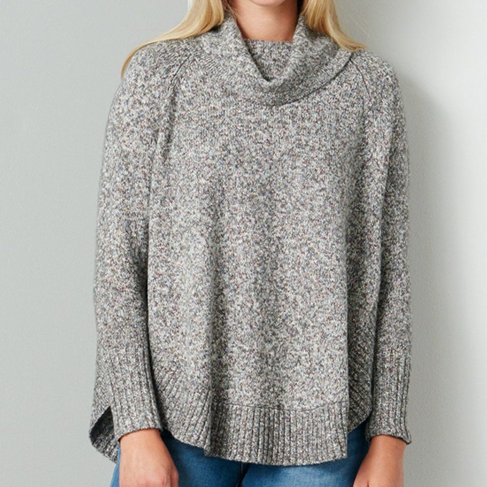 Leo & Nicole Cowl Neck Poncho Sweater